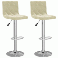VidaXL Tabourets de bar lot de 2 crème velours Modèle Lofty Chic - 333686