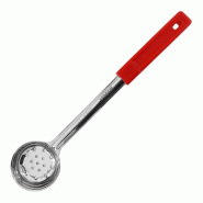 ​​​​​​​Louche inox perforée 60 ml avec manche en polypropylène coloris rouge