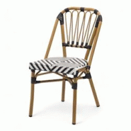Bistromania Chaise de terrasse AIX - Tressage Noir et Blanc - EA218 Bistromania Chaise de terrasse AIX - Tressage Noir et Blanc - EA218