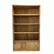Buffet haut Westside 4 niveaux L119xP39xH200cm avec caisson bas 2 portes - miel