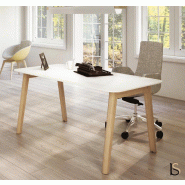 Bureau individuel Cosy Wood - 120, Blanc