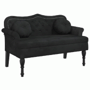 Décoshop26 - Banquette banc canapé avec coussins avec dossier et coussins 120,5 x 65 x 75 cm velours noir capitonné DEC024634 - noir 3000254814917