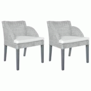 Décoshop26 - Lot de 2 chaises de salle à manger accoudoir ovale avec coussins crème et rotin naturel gris DEC025466 - gris 3000255260263 Décoshop26 - Lot de 2 chaises de salle à manger accoudoir ovale avec coussins crème et rotin naturel gris DEC025466 - gris 3000255260263