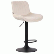 Décoshop26 - Tabouret de bar chaise haute x1 en velours crème coutures verticales support en métal noir 10_0005111 - noir 3000252466156 Décoshop26 - Tabouret de bar chaise haute x1 en velours crème coutures verticales support en métal noir 10_0005111 - noir 3000252466156