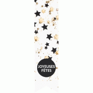 Etiquette cadeau adhésive "Etoiles noir et or" 35x135mm - par 200