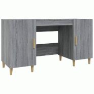 Helloshop26 - Bureau table poste de travail meuble d'ordinateur informatique étude sonoma 140 x 50 x 75 cm bois d'ingénierie gris 02_0023958 - gris