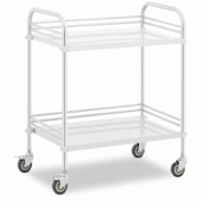 Helloshop26 - Chariot médical cuisine inox 2 tablettes de 63 x 40 x 12,5 cm 20 kg acier inoxydable argenté 14_0008630 - 3000221201078_0