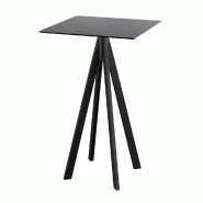 Infinity mange-debout avec piètement noir + plateau HPL noir 70x70 cm