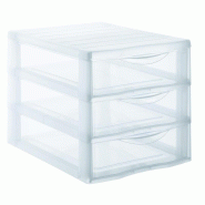 Lot de 2 Module 3 tiroirs, 3 x 6 litres, en plastique transparent - 3234530000668