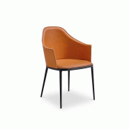 Fauteuil Lea P en cuir toscan pieds métalliques noirs Fauteuil Lea P en cuir toscan pieds métalliques noirs