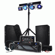 Pack Sono 1800W BM SONIC Amplificateur 1000W, Paire d'Enceintes 2x400W, Table de Mixage, Portique + 48 effets lumières EUPHORIA - 3666638038241