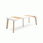 SKRAUT HOME Table console extensible, 220, Pour 10 personnes, Pieds en bois, Chêne et blanc - beige Bois manufacturé 309_19