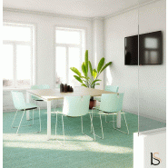 Table de réunion carrée Star - Mobel Linea - Argent Ral 9006, Acacia clair_0