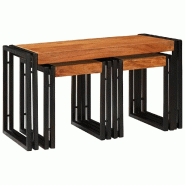 Table Gigogne 3 pcs Bois d'acacia massif et métal Modèle Terrasse Altair Prime Plus - 8721158640178