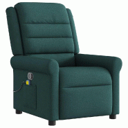 VidaXL Fauteuil de massage inclinable Vert foncé Tissu Modèle Welvaria - 4015652