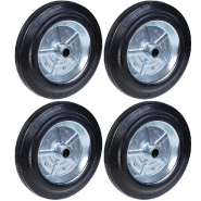 Roue 250mm 10" en caoutchouc noir avec alésage central en acier pressé 20mm 210kg - Jeu de Roue 250mm 10" en caoutchouc noir avec alésage central en acier pressé 20mm 210kg - Jeu de