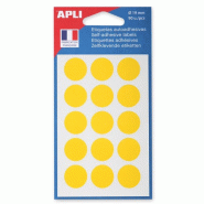 Apli Lot de 5 Etui de 90 pastilles adhésives jaunes, diam. 19 mm (6 feuilles / cdt) - 3270241119633