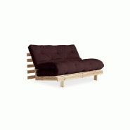 CANAPÉ CONVERTIBLE FUTON ROOTS PIN NATUREL COLORIS BROWN COUCHAGE 140*200 CM.