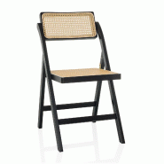 Chaise pliante / chaise de salle à manger TUDELA BAMBOO bambou / rotin brun hjh LIVING - noir Bambou 927010