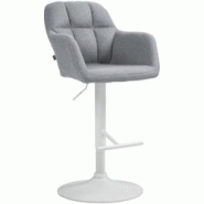 CLP Tabouret de bar Natoma Tissu Gris/Métal blanc mat - gris textile 322952 CLP Tabouret de bar Natoma Tissu Gris/Métal blanc mat - gris textile 322952