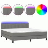 Décoshop26 - Lit LED avec sommier, tête de lit réglable et matelas 180x200 cm en tissu gris foncé - TDL0208322 - gris Décoshop26 - Lit LED avec sommier, tête de lit réglable et matelas 180x200 cm en tissu gris foncé - TDL0208322 - gris