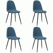 Décoshop26 - Set de 4 chaises de salle à manger coutures en losange en tissu velours bleu et métal noir DEC025612 - bleu 3000255346684 Décoshop26 - Set de 4 chaises de salle à manger coutures en losange en tissu velours bleu et métal noir DEC025612 - bleu 3000255346684
