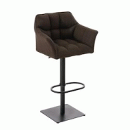 Décoshop26 - Tabouret de bar chaise haute de comptoir couture carrées assise en tissu marron cadre en métal noir 10_0004694 - marron 3000252239378 Décoshop26 - Tabouret de bar chaise haute de comptoir couture carrées assise en tissu marron cadre en métal noir 10_0004694 - marron 3000252239378