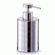 Distributeur de savon cylindrique en acier brossé argent