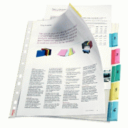 Esselte Lot de 10 Pochette perforée / intercalaires 6 touches, en polypro lisse 130µ, format A4 - transparent 414160