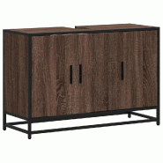 Helloshop26 - Armoire de lavabo rétro élégante salle de bain 90 x 33 x 60 cm grand espace de rangement style industriel en bois 02_0049661 - métal