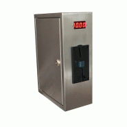 Monnayeur minuteur à jeton inox - borne avec porte et serrure, sortie contact sec et temporisée 12/220V
