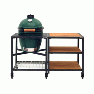 Pack LARGE - Table modulaire + Meuble extension avec 3 plateaux acacia - Egg - ConvEGGtor - 3 lots de 2 roues - Big Green Egg - 0615402211697