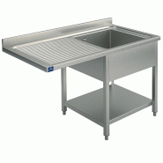 Plonge inox sur piètement avec étagère inférieure 1 bac à droite 14... - PGLA0036_0