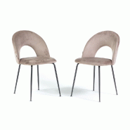 RATTATAN Lot de 2 chaises d’intérieur MARGOT en velours, dossier galbé, pieds en métal, élégantes et modernes pour la maison et les restaurants_0