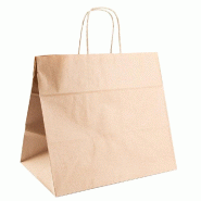Sac traiteur kraft brun poignées torsadées 32+21x28,5cm - par 250