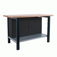 SimonRack Établi industriel avec armoire, 1500x750 mm, plateau en bois lamellé 32 mm, charge 1000 kg, Noir - BT-6 PRO - noir métal 8425437126383