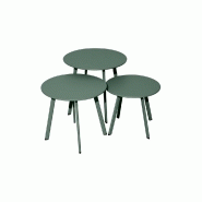 Table basse de jardin massaÏ Ø 40 cm en acier Époxy - vert
