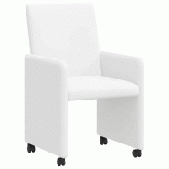 VidaXL Chaises de Salle à Manger avec Roues 2 pcs Blanc Faux cuir Modèle Vega StudioDesk Confort - 42017824
