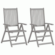 VidaXL Chaises Inclinables De Jardin Lot De 2 Gris Bois Solide Acacia - gris 45938