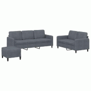 VidaXL Ensemble de canapés 3 pcs gris foncé velours Modèle Orion Élégance - 3202025