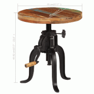 VidaXL Table d'appoint 45x (45-62) cm Bois de récupération et fonte Modèle Sirius Prestige - 247588XL