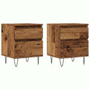 VidaXL Tables de chevet 2 pcs vieux bois 40x35x50 cm bois d’ingénierie – Modèle Sycomore Bois - 857417