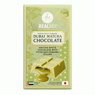 Carton de 30 tablettes | REALMIX Chocolat blanc au matcha, fourré au caramel pistaches  | Fabriqué à Dubaï et matcha japonais | 100 g - 9120060951058