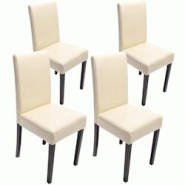 Décoshop26 - Lot de 4 chaises de salle à manger design moderne en cuir crème pieds foncés 04_0007526 - 3000262173112 Décoshop26 - Lot de 4 chaises de salle à manger design moderne en cuir crème pieds foncés 04_0007526 - 3000262173112
