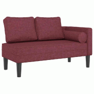 Décoshop26 - Méridienne chaise longue canapé pour intérieur avec coussins en tissu rouge bordeaux tissu DEC026096 - rouge 3000255620609