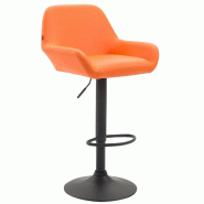 Décoshop26 - Tabouret de bar chaise haute lounge en synthétique orange pieds métal noir mat 10_0000820 - noir 3000733069609