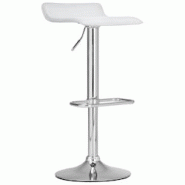 Décoshop26 - Tabouret de bar x1 avec repose-pieds siège pivotant à 360° design simple PVC blanc et métal chromé 10_0004798 - blanc 3000252297682 Décoshop26 - Tabouret de bar x1 avec repose-pieds siège pivotant à 360° design simple PVC blanc et métal chromé 10_0004798 - blanc 3000252297682