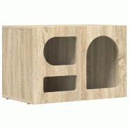 Helloshop26 - Meuble TV moderne fonctionnel 60 x 35 x 40 cm design épuré en bois d'ingénierie chêne sonoma 02_0054775 - Bois massif 3000238656120