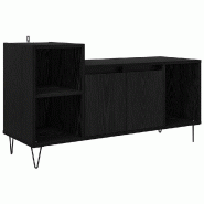 Helloshop26 - Meuble TV rectangulaire moderne avec 2 portes et 2 étagères 100 x 35 x 55 cm en bois d'ingénierie noir 02_0052780 - noir métal 30002