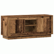 Helloshop26 - Meuble TV rectangulaire rustique joli rangement 102 x 35 x 45 cm en bois d'ingénierie bois ancien 02_0052731 - Bois massif 3000237563696
